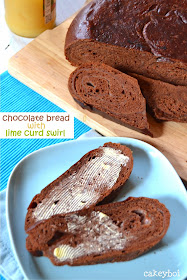 chocolate bread with lime curd swirl