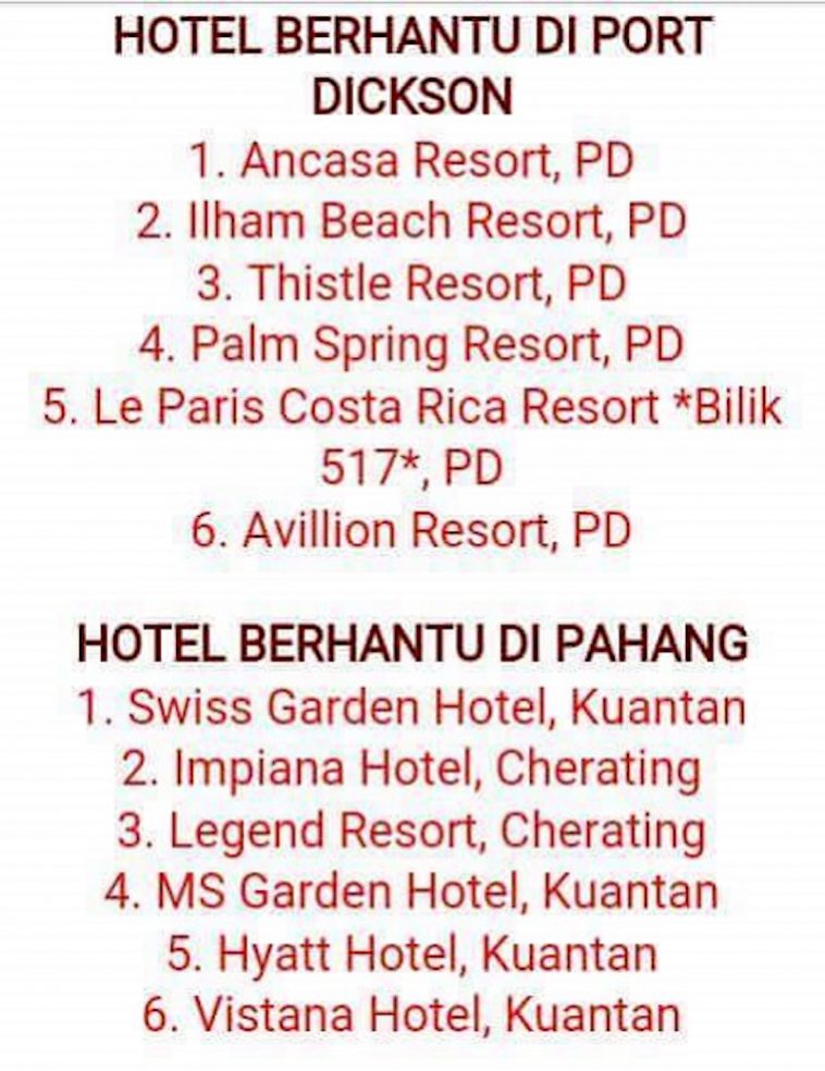 Senarai Hotel Berhantu Di Malaysia