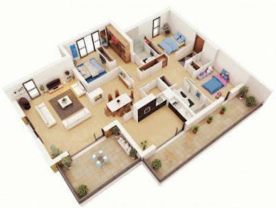 desain rumah sederhana 3 kamar 1 lantai terbaru