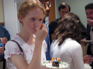 Allision Marshall also samples the cake.