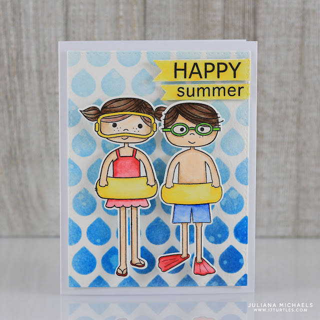 Happy Summer Happy Swimmers Card by Juliana Michaels featuring Simon Says Stamps Happy Swimmer Stamps and Dies and Zig Clean Color Real Brush Markers