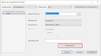 Prerequisitos para publicar una aplicación con Visual Studio 2019