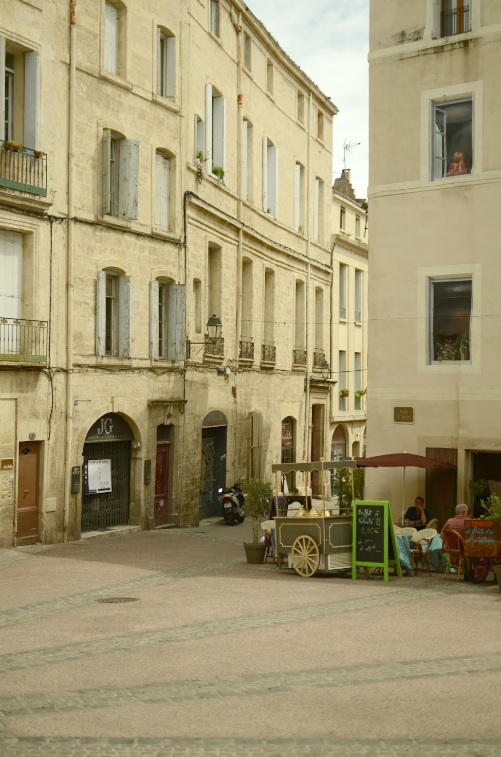 a street, architectural details in montpellier france