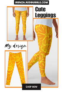 Yellow flowers on orange background Leggings.
