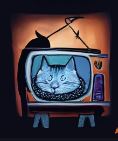 picture of a cat on a tv screen