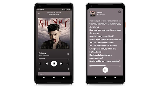 Spotify Kini Memaparkan Lirik Lagu Bagi Pengguna Malaysia