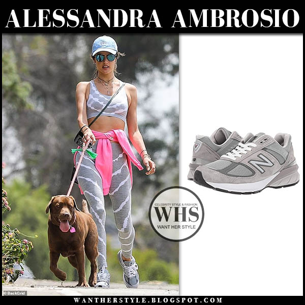 Alessandra Ambrosio in grey New Balance sneakers