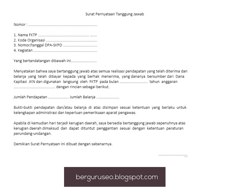 Contoh Surat Pernyataan Kesanggupan Diri Yang Baik dan Benar