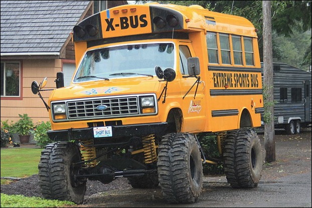 strange yellow school buses