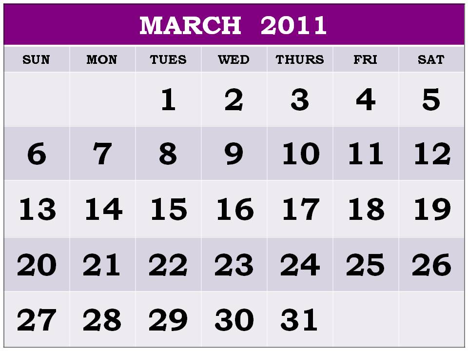 2011 Calendar At A Glance Printable. printable 2011 march calendar