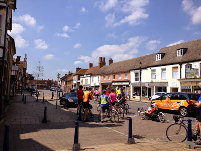 Group stopped in pretty high street