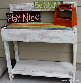 potting benches at beyond the picketfence made from salvaged materials and reclaimed wood http://bec4-beyondthepicketfence.blogspot.com/2014/02/potting-bench-fever.html