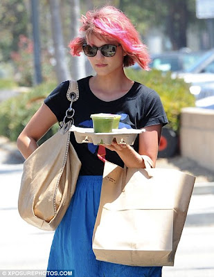 Tickled pink Dianna Agron has dyed her hair back to bright fuscia and was 