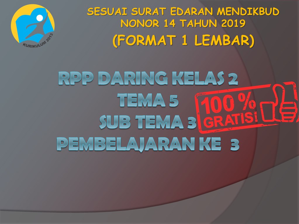 RPP Daring Kelas 2 Tema 5 Subtema 3 Pembelajaran ke 3 ...