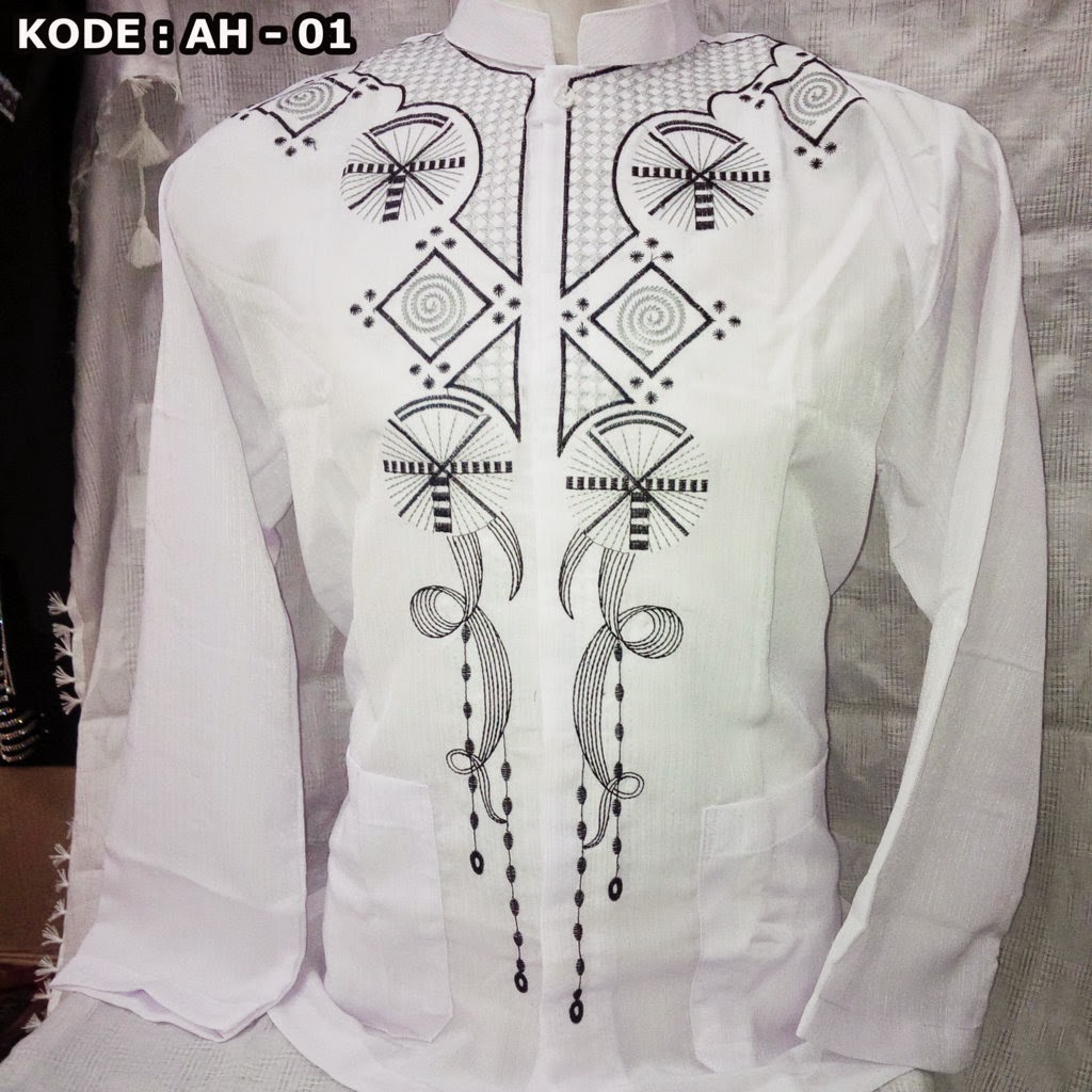  Baju Koko Lengan Panjang Bordir Model Baju Terbaru 2019