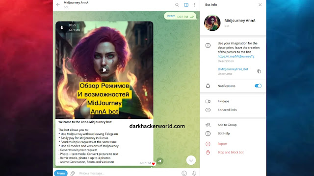 MidJourney AnnA Telegram Ai Image generator Bot