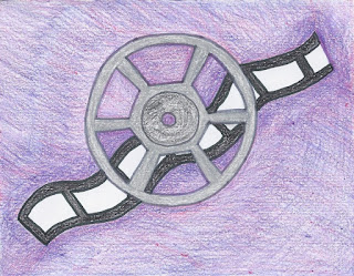 Film and the reel the film goes on - hand-drawn drawing