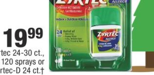 Zyrtec 24-30 ct., Rhinocort Allergy 120 sprays or Zyrtec-D 24 ct. - $19.99