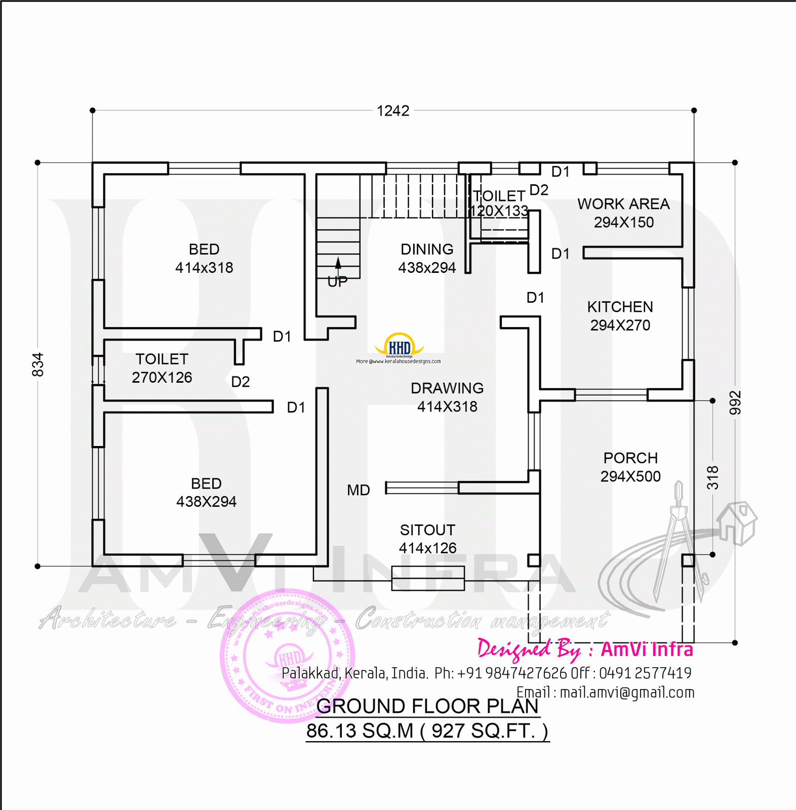 Kerala model home design in 1329 sqfeet  Kerala home design and floor plans