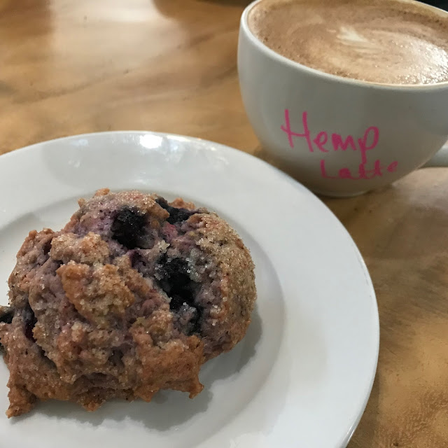 Kayas Cafe Big Island Vegan Dragonfruit Scone Hemp Latte