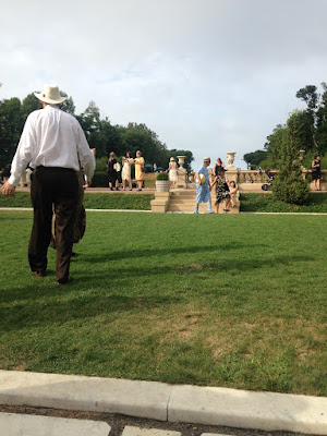 People in 1920s costumes at the Roaring Twenties Costume Party on the Crane Estate in the North Shore