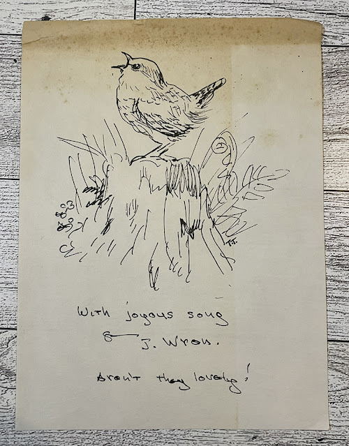 sketch of a bird with text