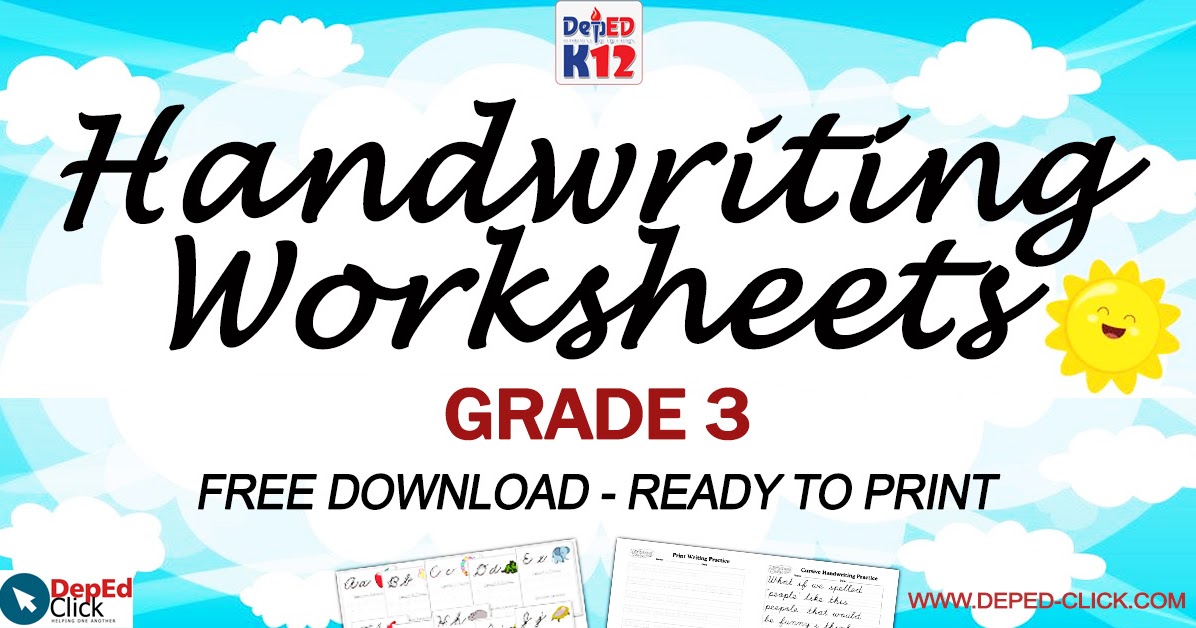 handwriting worksheets for grade 3 free download deped click