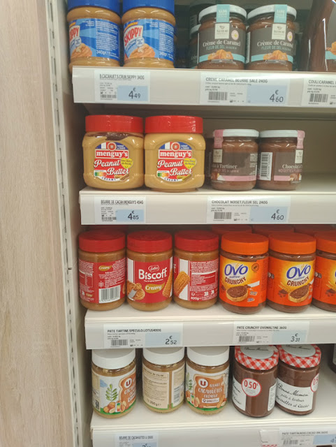 Peanut butters in a French supermarket. Photo by Loire Valley Time Travel.