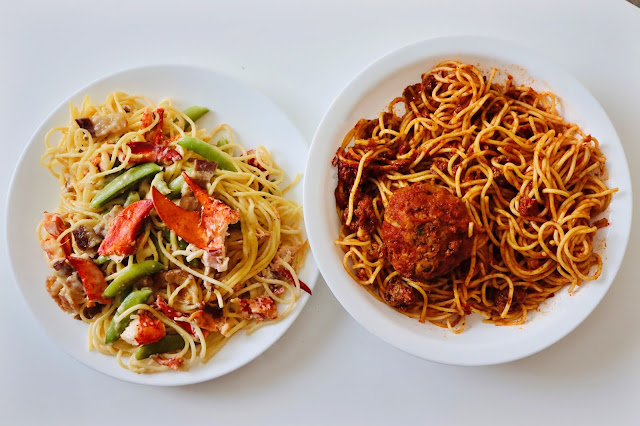 lobster carbonara, spaghetti and meatballs, pasta