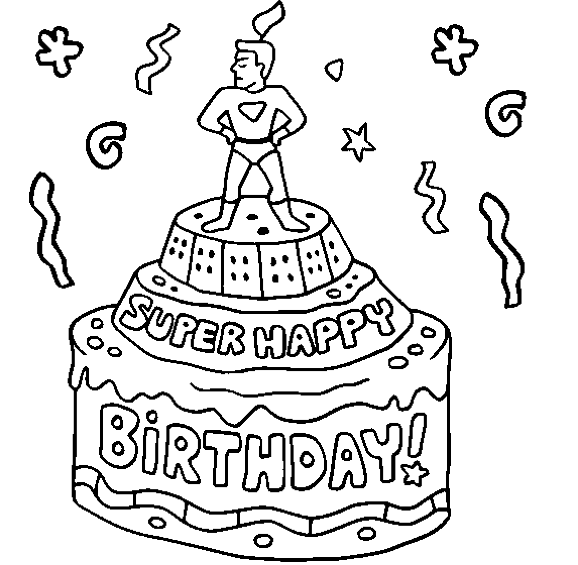 happy birthday cake for kid coloring