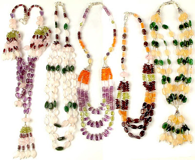 Multi-strand beaded necklaces