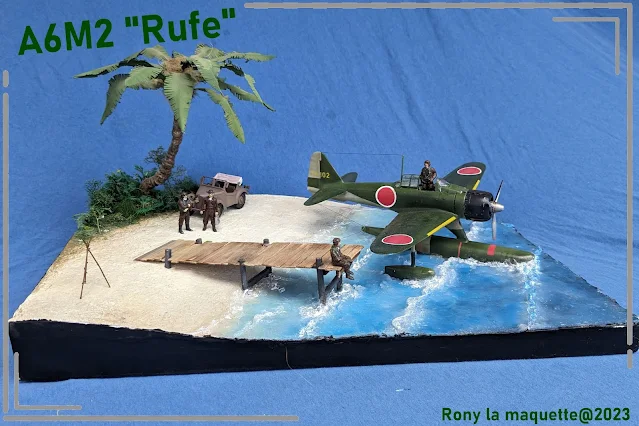 Diorama A6M2-N Rufe de Tamiya au 1/48.