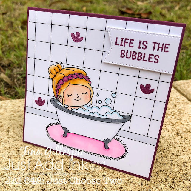 scissorspapercard, Just Add Ink, Kindred Stamps Bubble Bath Day, Stampin' Up! Simply Fabulous, Stylish Shapes Dies, Copic Markers