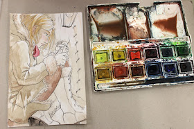WIP aquarelle Lyra à la croisée des mondes