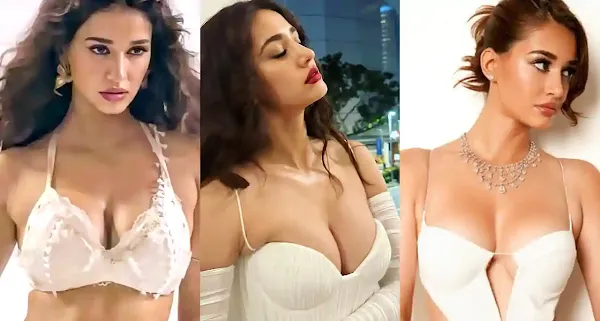 disha patani cleavage white outfit busty indian actress