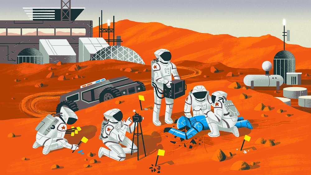 Mars Police field work illustration by Matt Chinworth