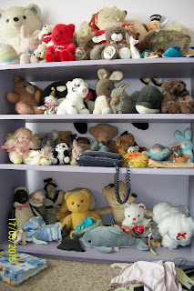 This is the shelf that contains most of my teddy bears.