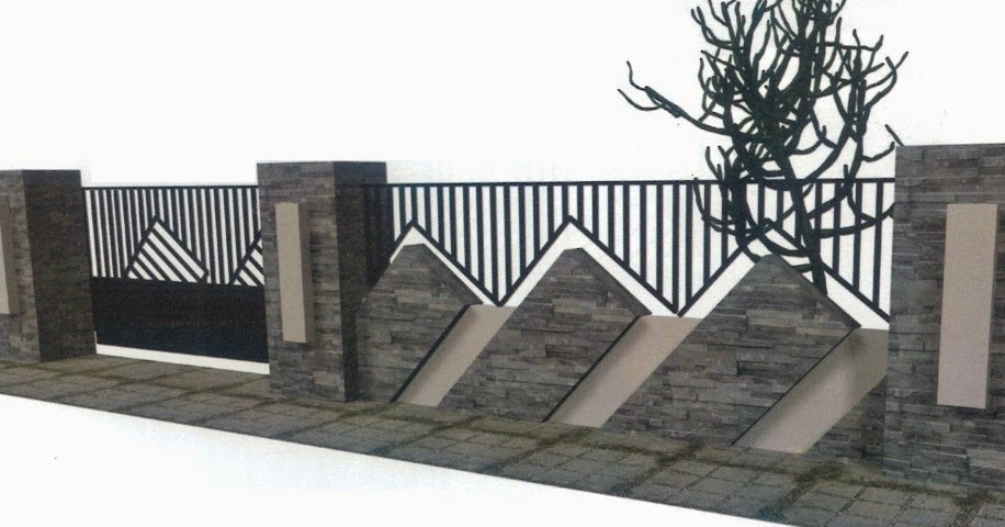 Model Pagar Rumah Minimalis Dari Tembok dan Besi
