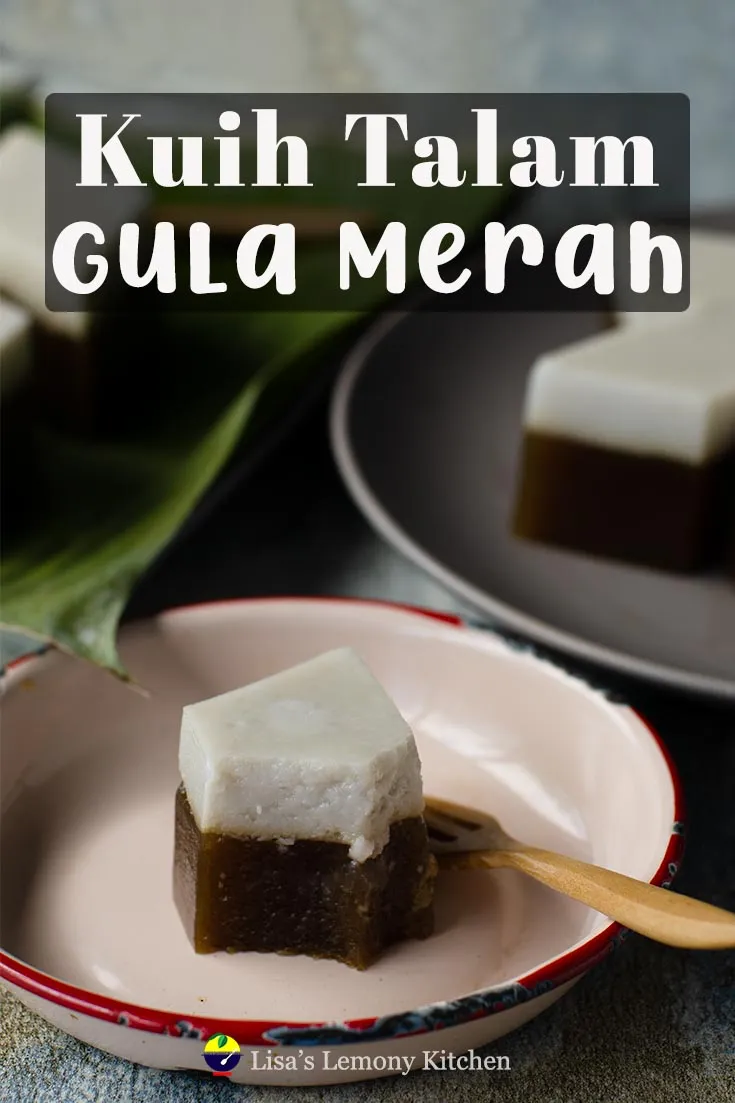 Malaysian dessert known as Kuih Talam. Gluten free steam dessert made of rice flour, tapioca flour and green pea flour, brown sugar, salt and coconut milk. Sweet and salty makes this Malaysian dessert unique.