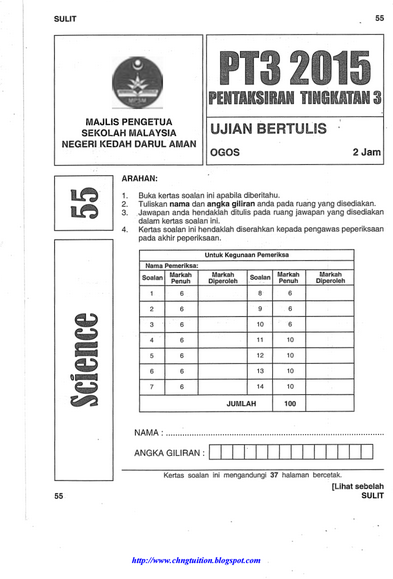 Faqihah Husni : Soalan dan Jawapan Percubaan PT3 Kedah