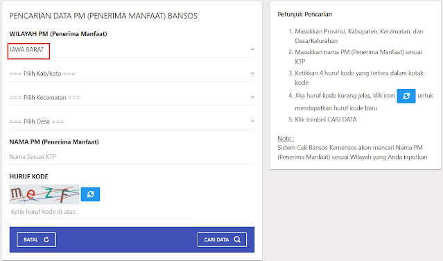 Cek bansos.kemensos.go.id Jawa Barat