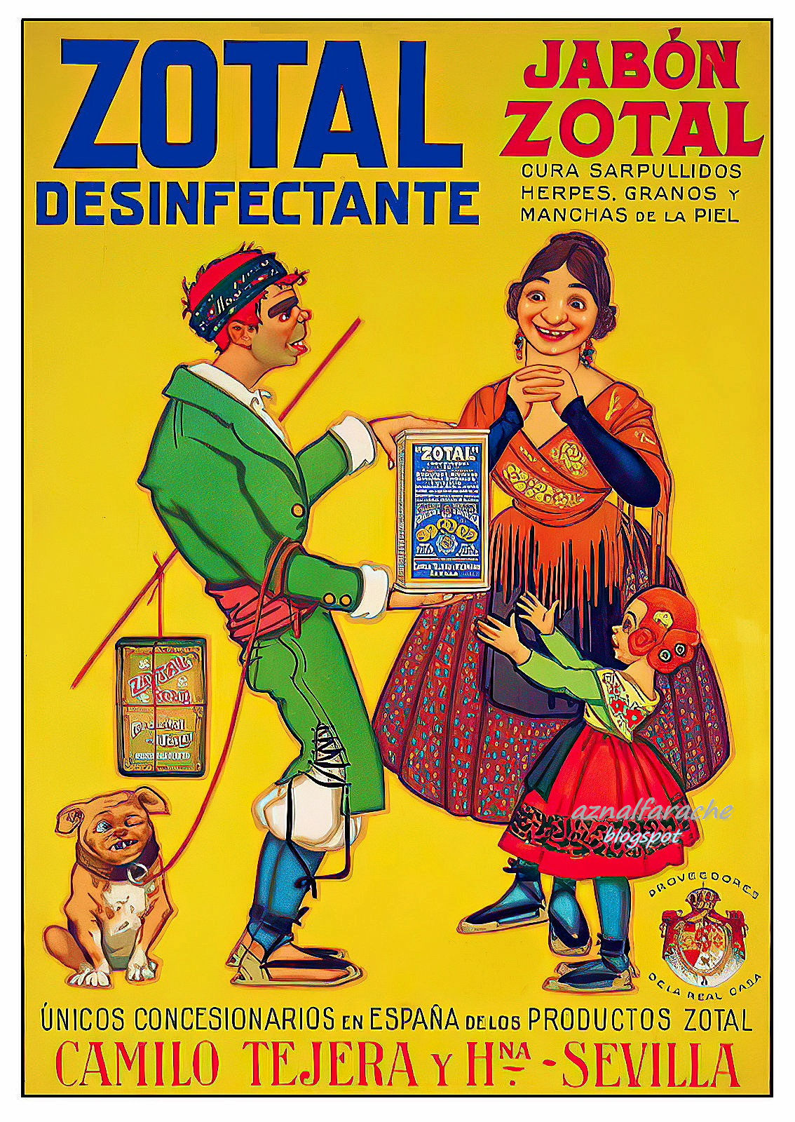 aznalfarache: Publicidad 1925 - ZOTAL Desinfectante (Sevilla)