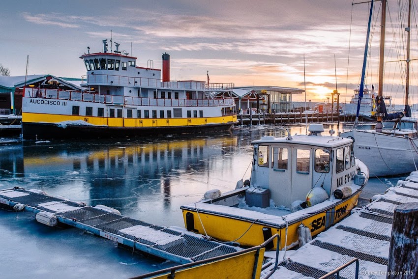 Portland, Maine February 2015 winter sunrise along the waterfront in the Old Port photo by Corey Templeton