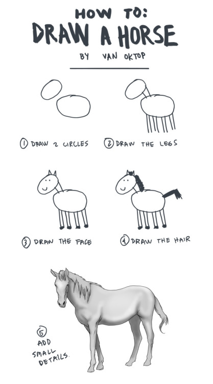 how to draw a horse, by Van Oktop