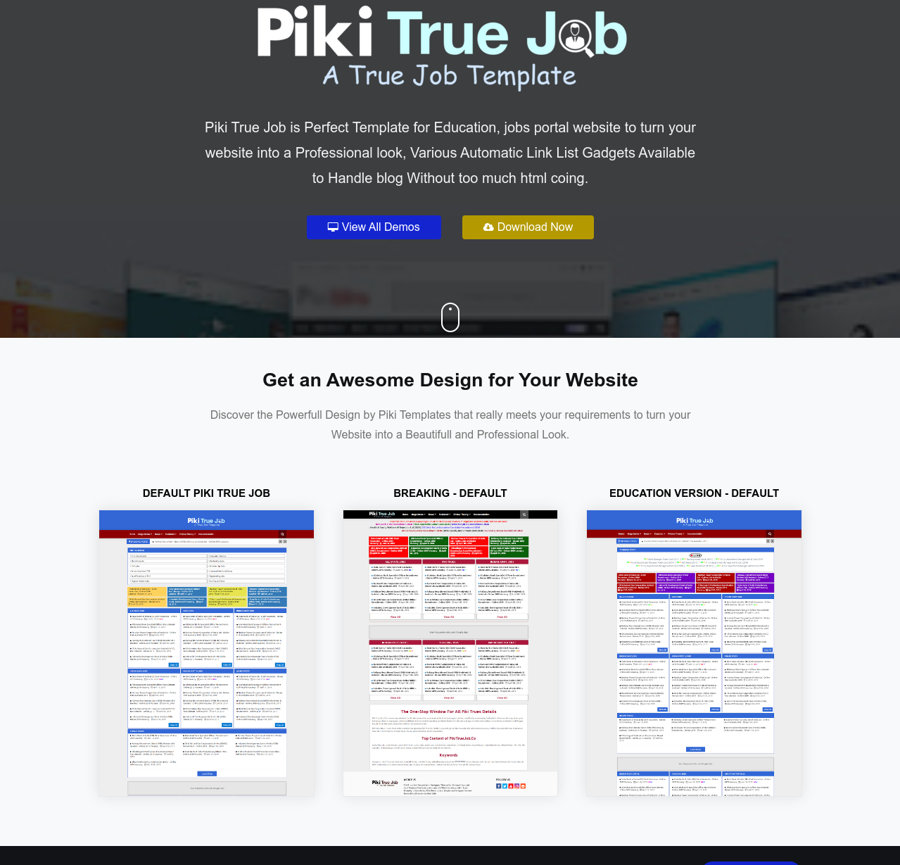 Piki True Job  Education Blogger Template