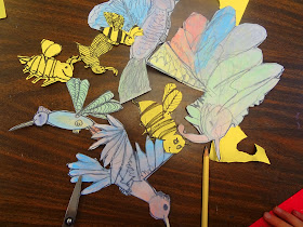 pollination art project, cut paper garden mural, spring science art project