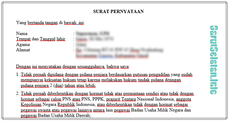 Informasi 9+ Contoh Surat Pernyataan 5 Poin Cpns 2021  Contoh Surat