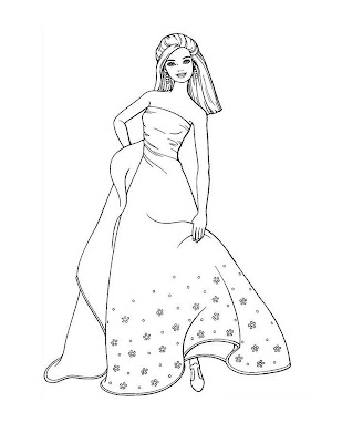 Free Coloring Sheets  Kids on This Coloring Page Features Barbie In A More Flashy Gown