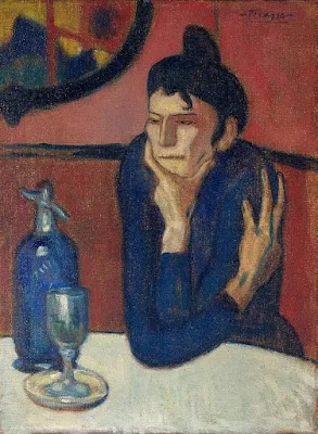 Femme au café (Absinthe Drinker), oil on canvas, 73 × 54 cm, 1901-02, Hermitage Museum painting Pablo Picasso