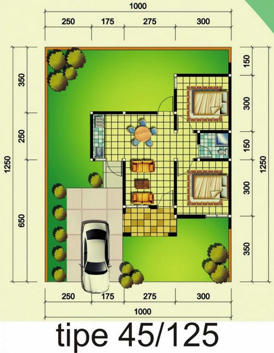 Desain Denah Rumah Minimalis Type 45 Terbaru  1001 